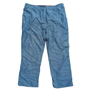 🆕 Charter Club Womens 10 Chambray‎ Crop Pants Jeans Tencel Cargo Capri NWT